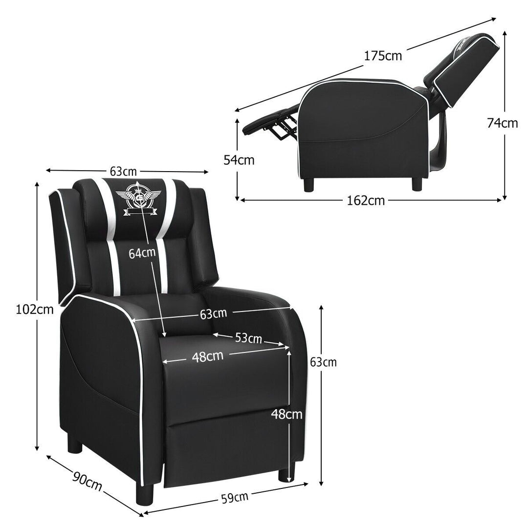 Adjustable Gaming Chair with Footrest Headrest and Lumbar Support-White