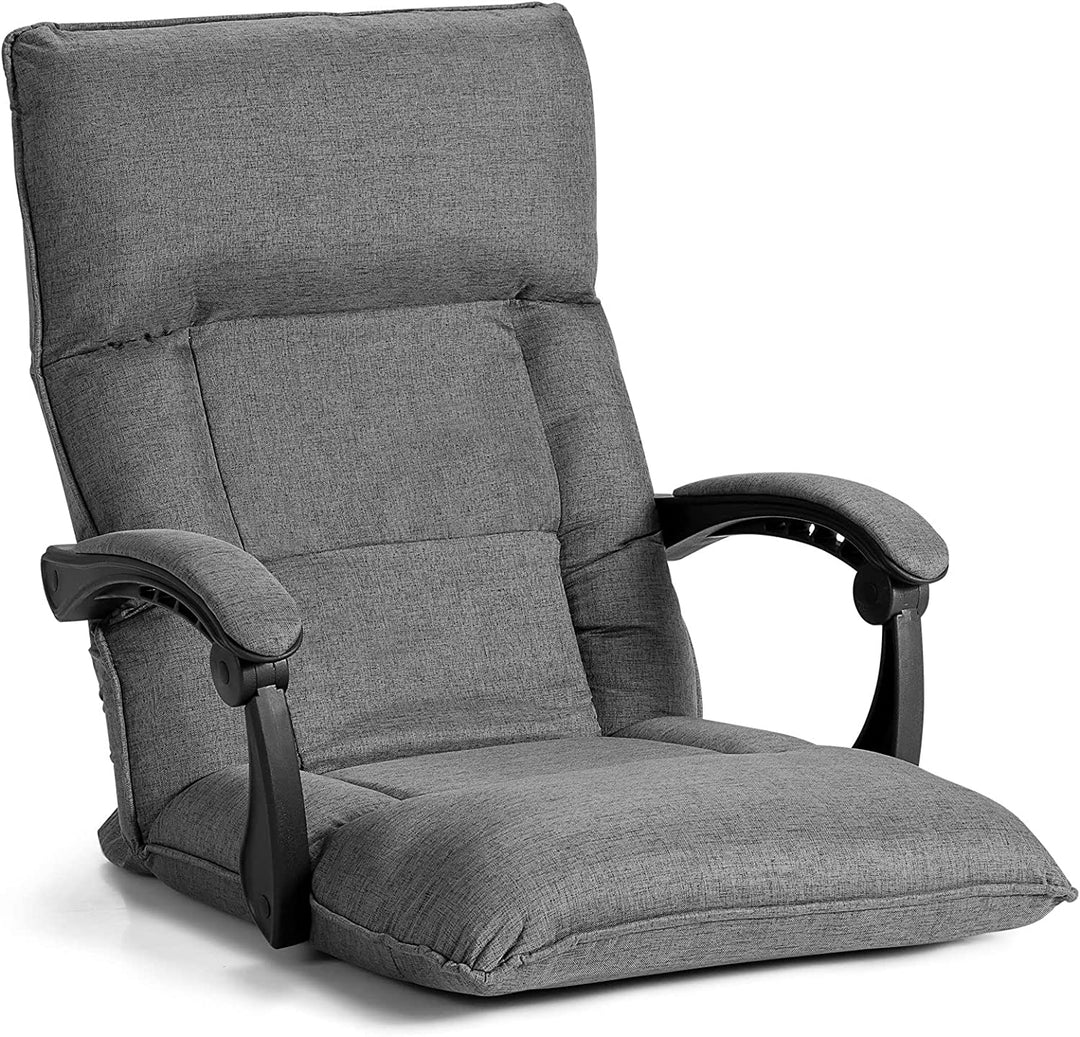 Floor Sofa Chair with 14-Position Adjustable Backrest-Grey