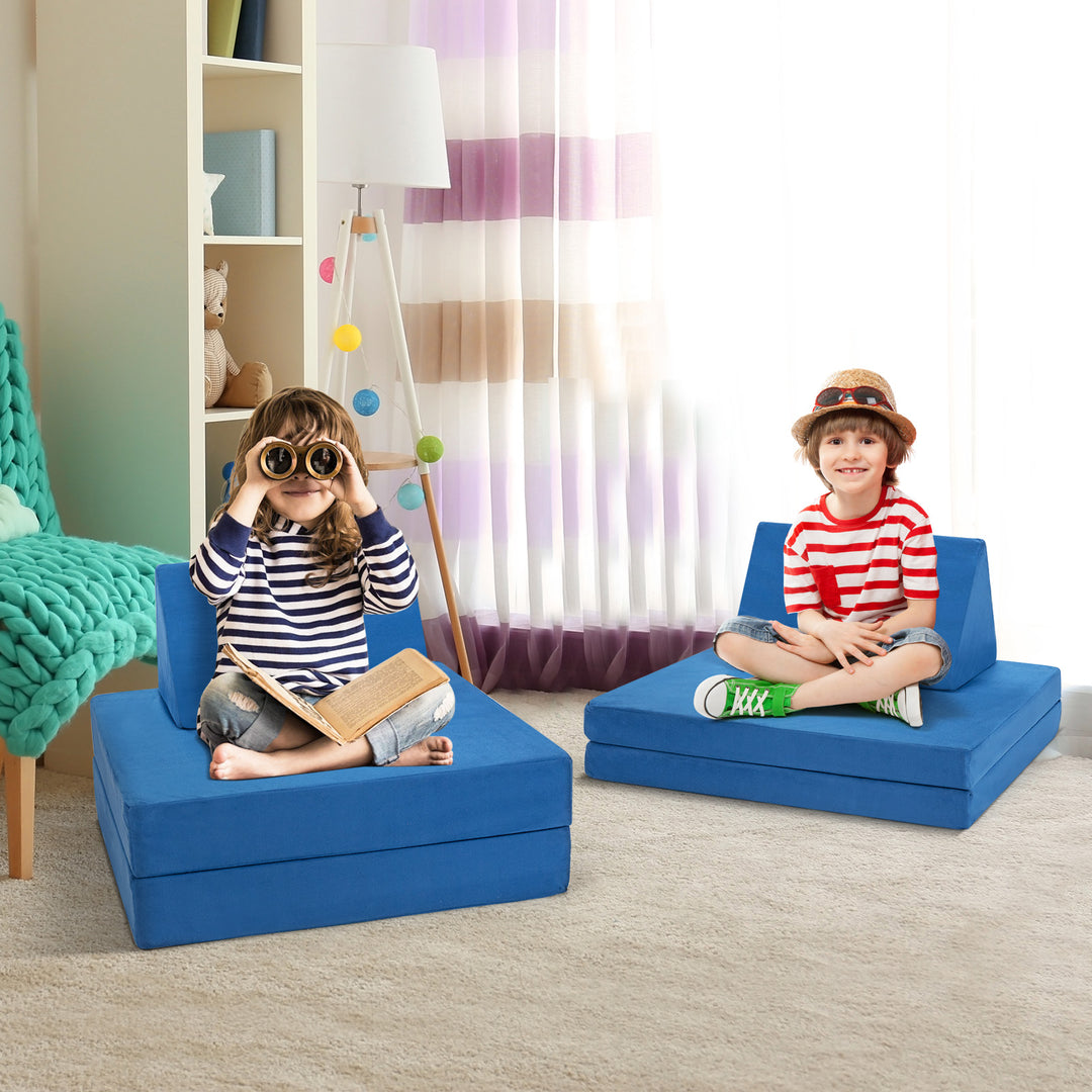 4-Piece Convertible Kids Couch with Folding Mats
