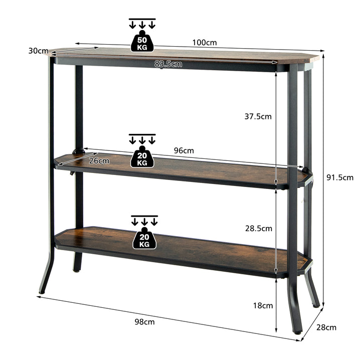 Console Table with Storage Shelf for Home Living Room-Rustic Brown