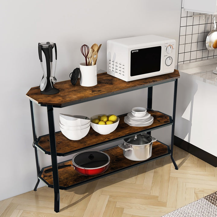 Console Table with Storage Shelf for Home Living Room-Rustic Brown