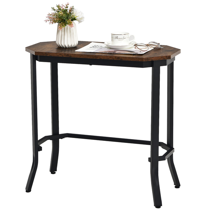 Industrial Console Side Table with Storage Shelf-Rustic Brown