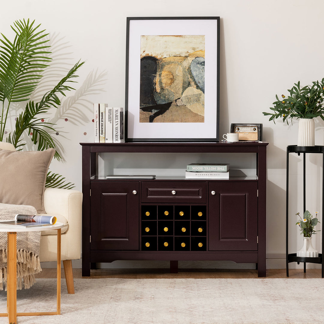 Modern Sideboard with 12 Wine Rack for Dining Room-Brown