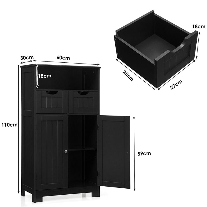 Floor Standing Utility Cabinet with Adjustable Drawers-Black