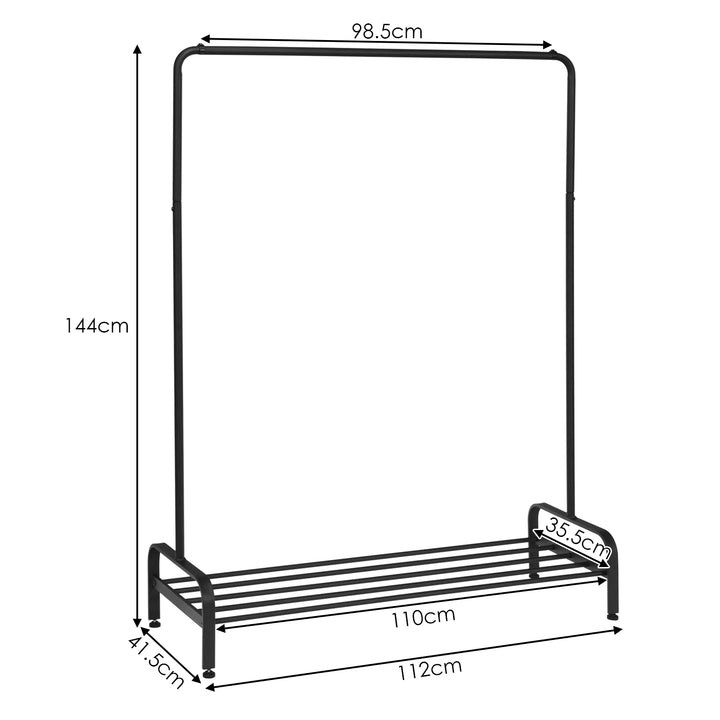 Metal Garment Rack with Hanging Rail and Bottom Shelf