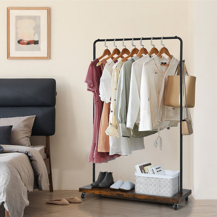 Clothes Rail Garment Rack with Wheels for Bedroom Hallway Shop