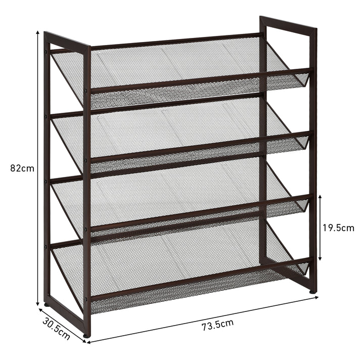 4-Tier Metal Mesh Shoe Rack for Hallway and Entryway
