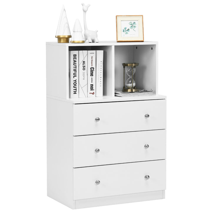 3-Drawer Dresser with 2 Open Compartments for Living Room Bedroom-White