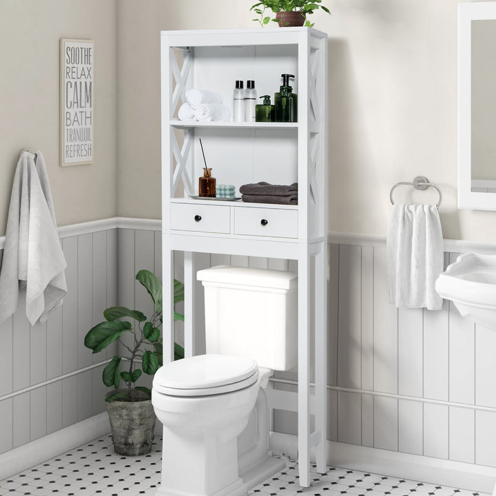 Freestanding Washing Machine Shelves with 2 Drawers