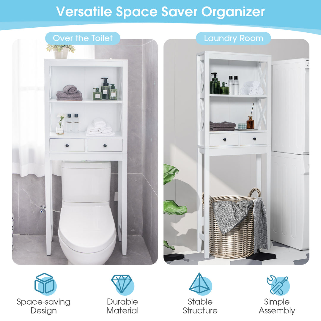 Freestanding Washing Machine Shelves with 2 Drawers