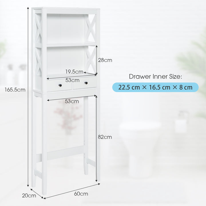 Freestanding Washing Machine Shelves with 2 Drawers