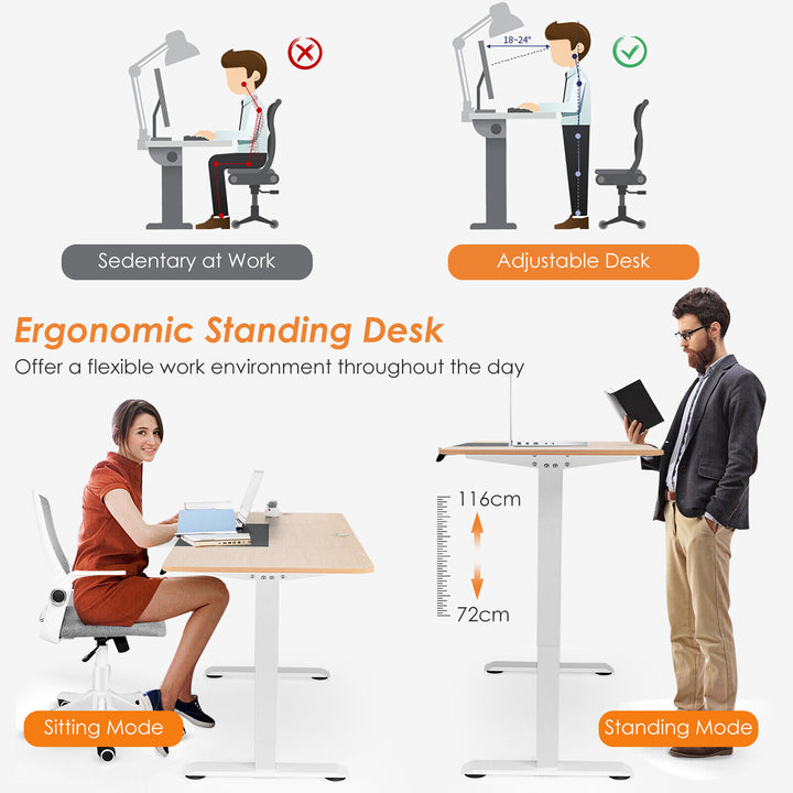 Electric Height Adjustable Standing Desk - Natural