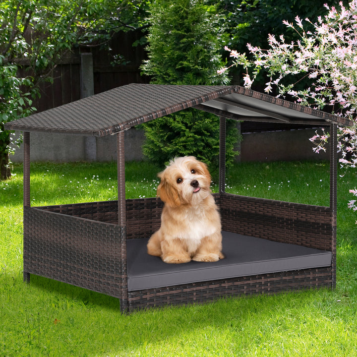 Dog House with Roof and Removable Cushion -Grey