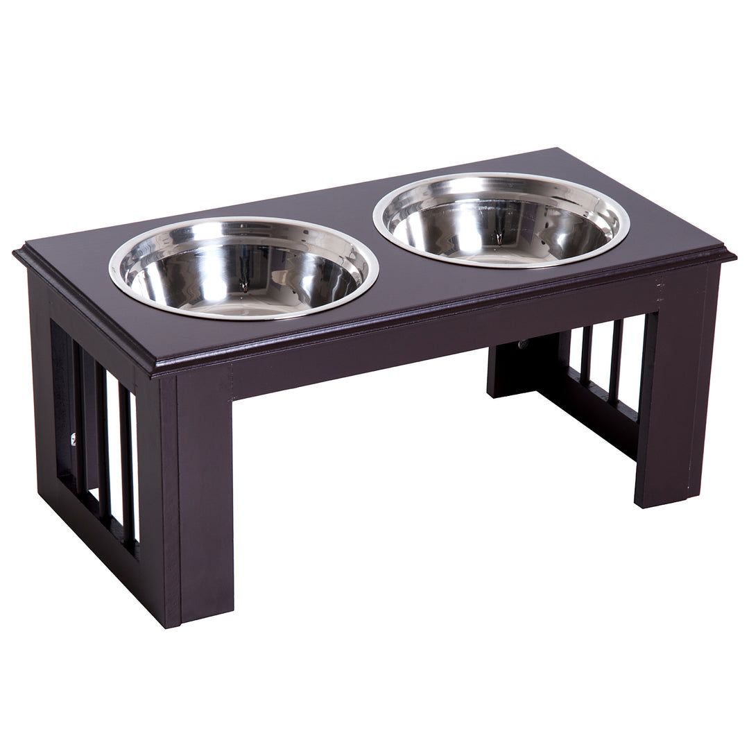 Pawhut Stainless Steel Pet Feeder, 58.4Lx30.5Wx25.4H cm-Brown