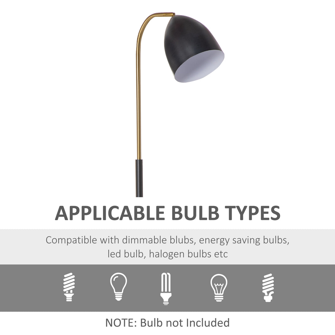 Arc Floor Lamp, Standing Reading Light, with Adjustable Lampshade, and Round Base for Living Room, Office, Bedroom, Black Gold