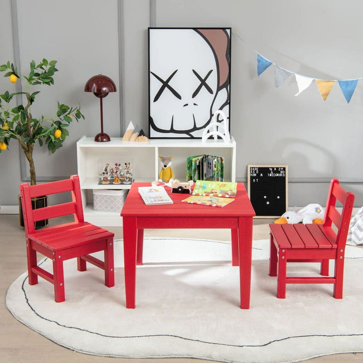 3-Piece Kids Table and Chair Set for Painting and Dining-Red