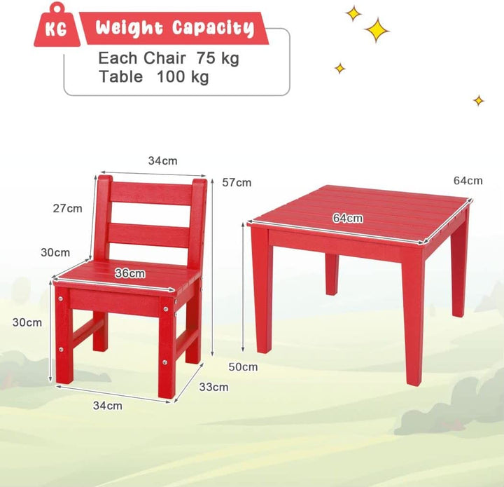 3-Piece Kids Table and Chair Set for Painting and Dining-Red