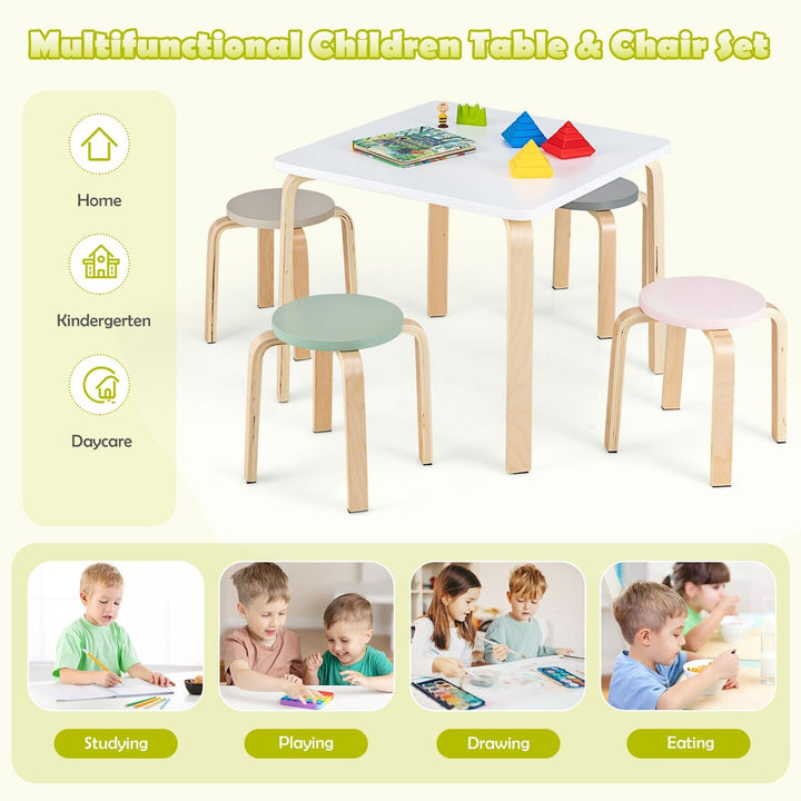 5-Piece Kids Table and Chair Sets for Play Room-Macarons
