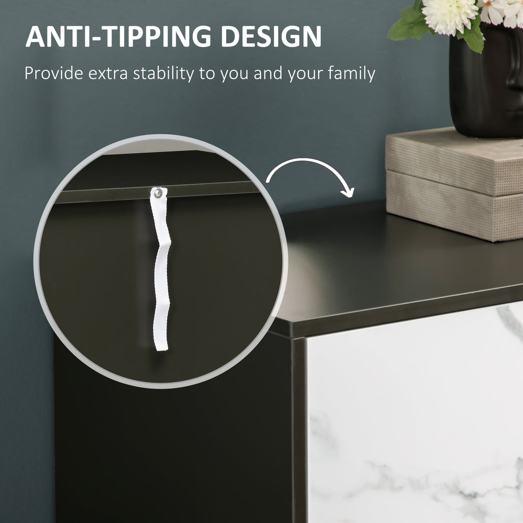 Modern Storage Cabinet with Marble Effect, Adjustable Shelf, Floor Accent Cabinet for Living Room