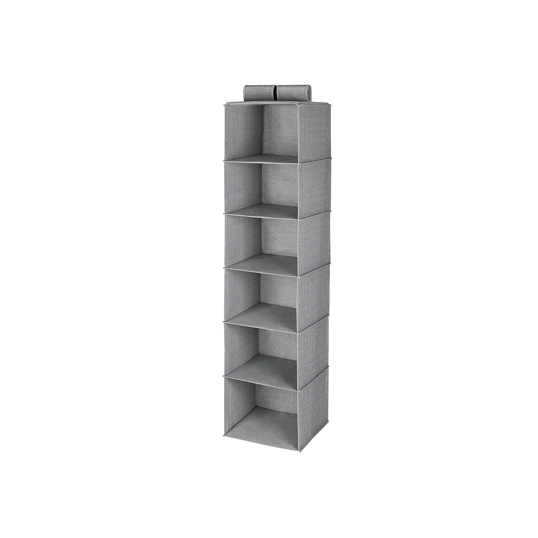 SONGMICS Hanging Storage with 6 Shelves Wardrobe Closet Organiser + 2 Clips
