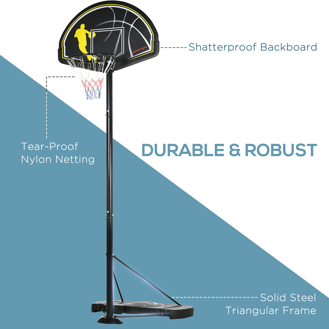 2.3-3m Basketball Hoop and Stand with High Strength PE Backboard and Weighted Base, Portable on Wheels