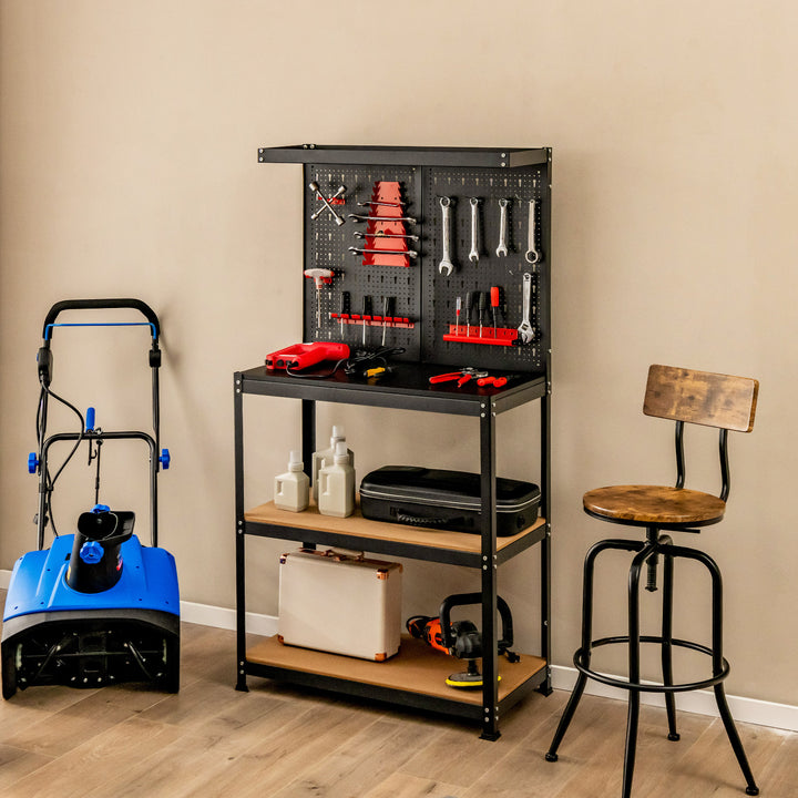 Heavy-duty Steel Tool Storage Workbench-Black