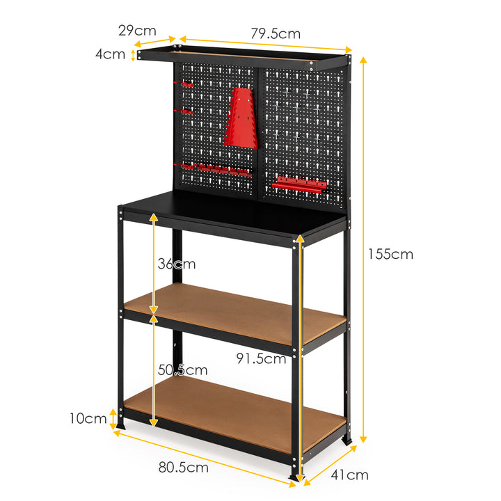 Heavy-duty Steel Tool Storage Workbench-Black