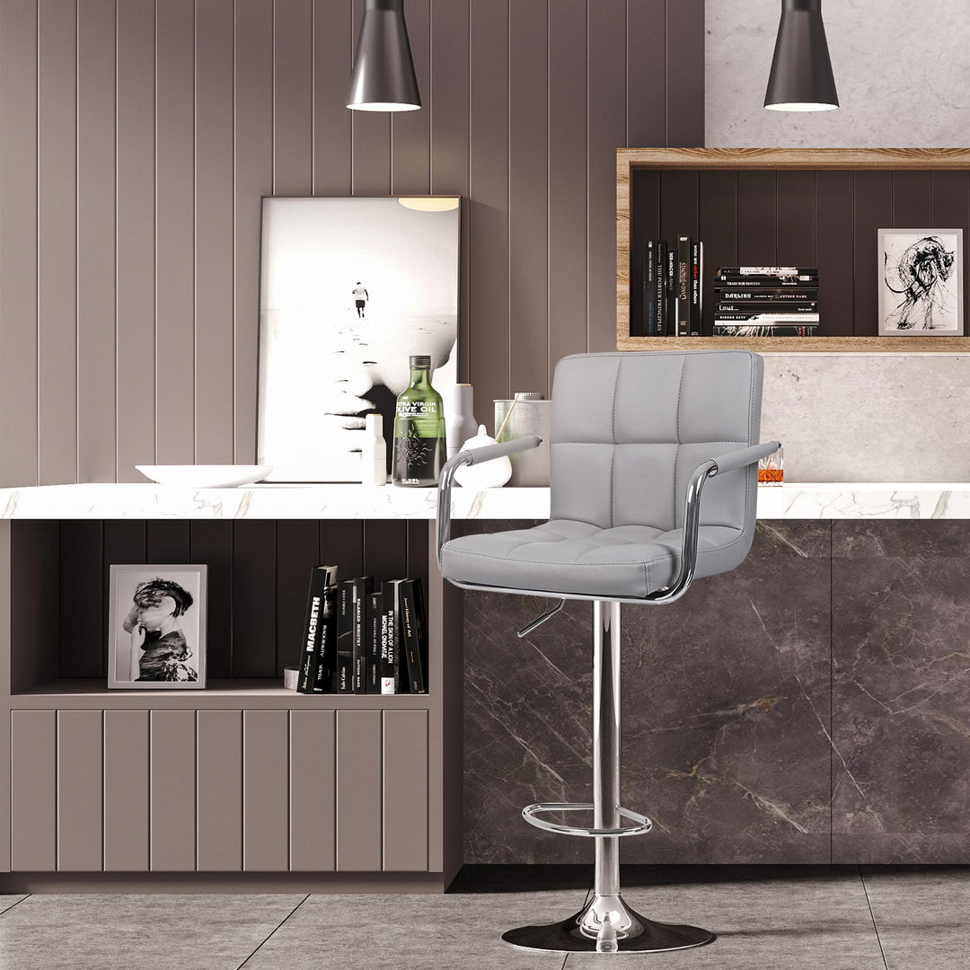 SONGMICS 1 x Bar Stool with Safe Auto-Return Cylinder Easy Height Adjustment Soft Padded Chair LJB93G-1UK