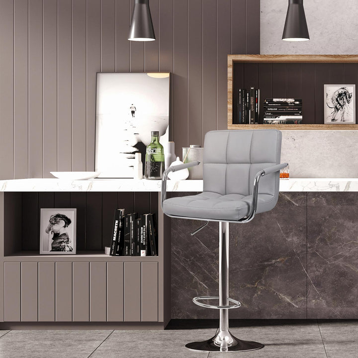 SONGMICS 1 x Bar Stool with Safe Auto-Return Cylinder Easy Height Adjustment Soft Padded Chair LJB93G-1UK