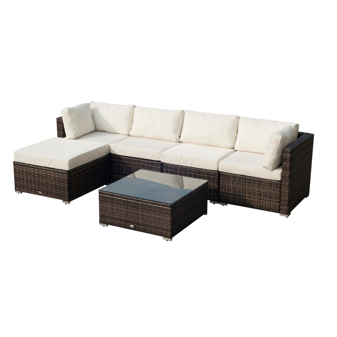 5-Seater Rattan Furniture Set- Brown/Milk White