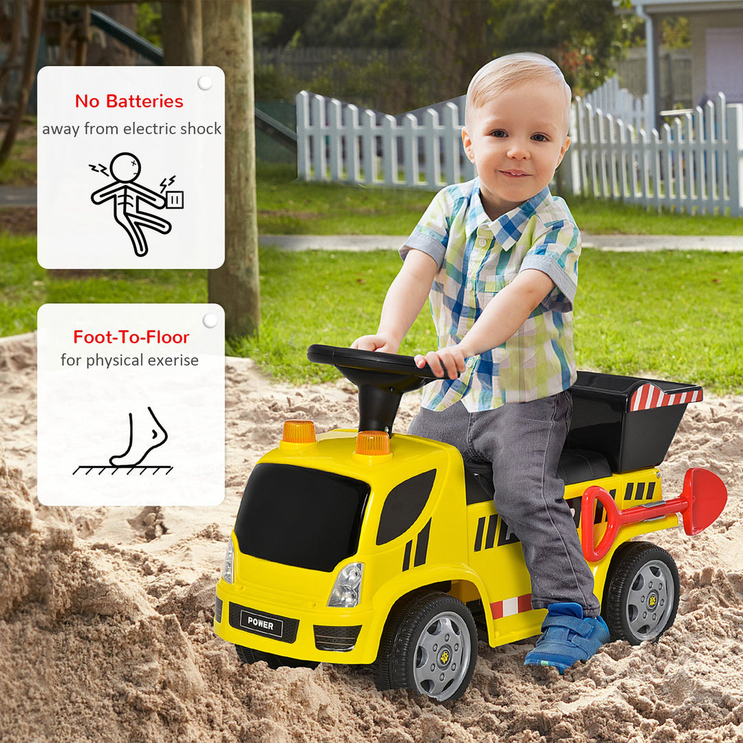 2-in-1 Ride On Car Truck Walker Kids with Tipping Bucket &amp; Shovel Foot To Floor Slider Stroller Toddler Steering Wheel for Baby 18 - 36 Months