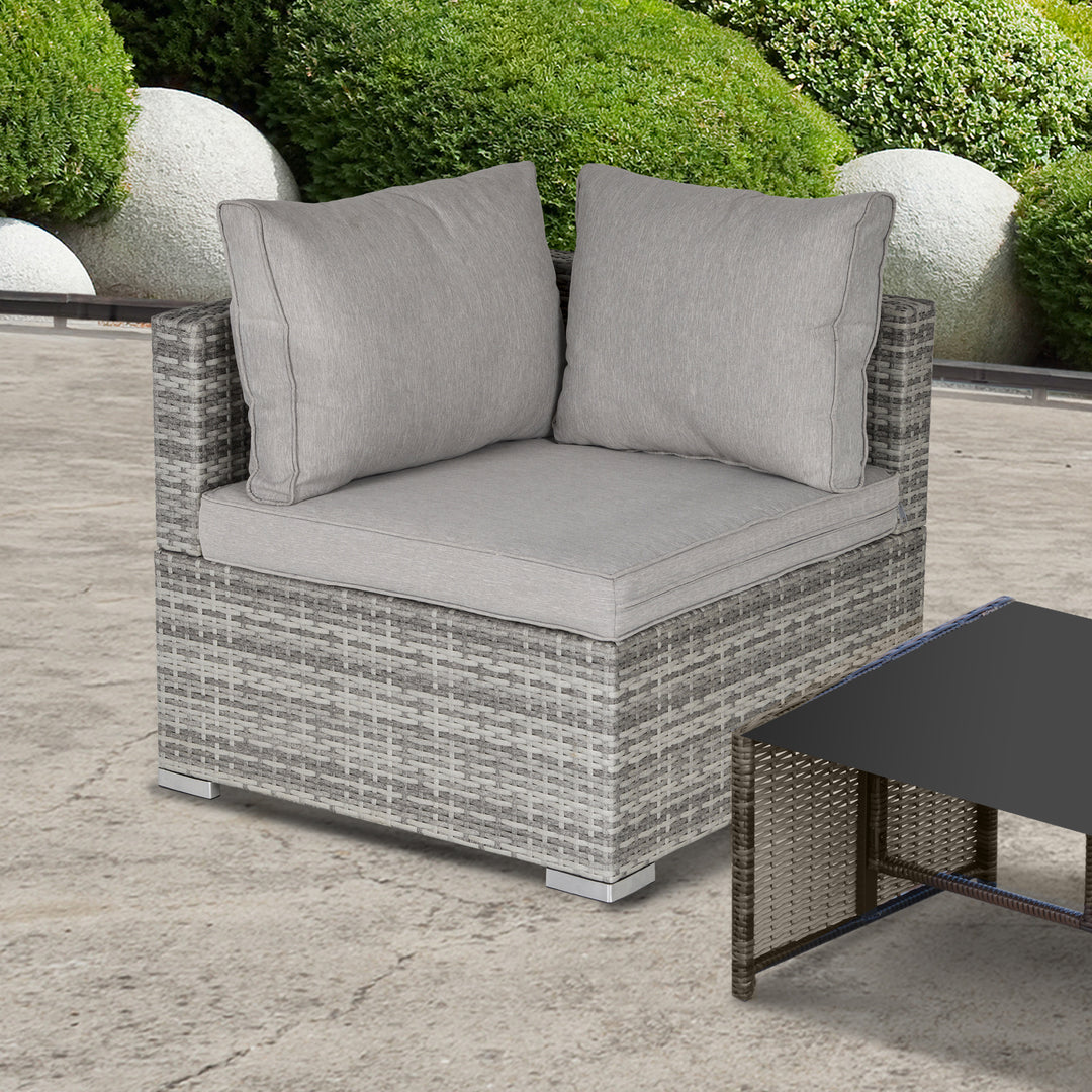 PE Rattan Wicker Corner Sofa Garden Furniture Single Sofa Chair w/ Cushions, Grey