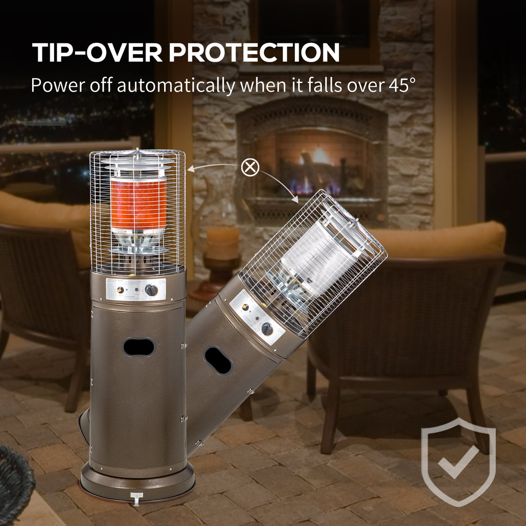Patio Bullet Heater Gas Glass Tube Electronic Ignition Floor Standing Stainless Steel