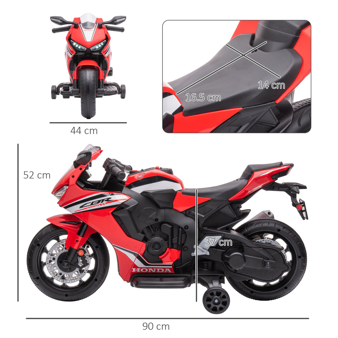 Electric Ride On Motorcycle with Headlights Music, 6V Battery Powered Kids Motorcycle Vehicle with Training Wheels, Outdoor Play Toy Red