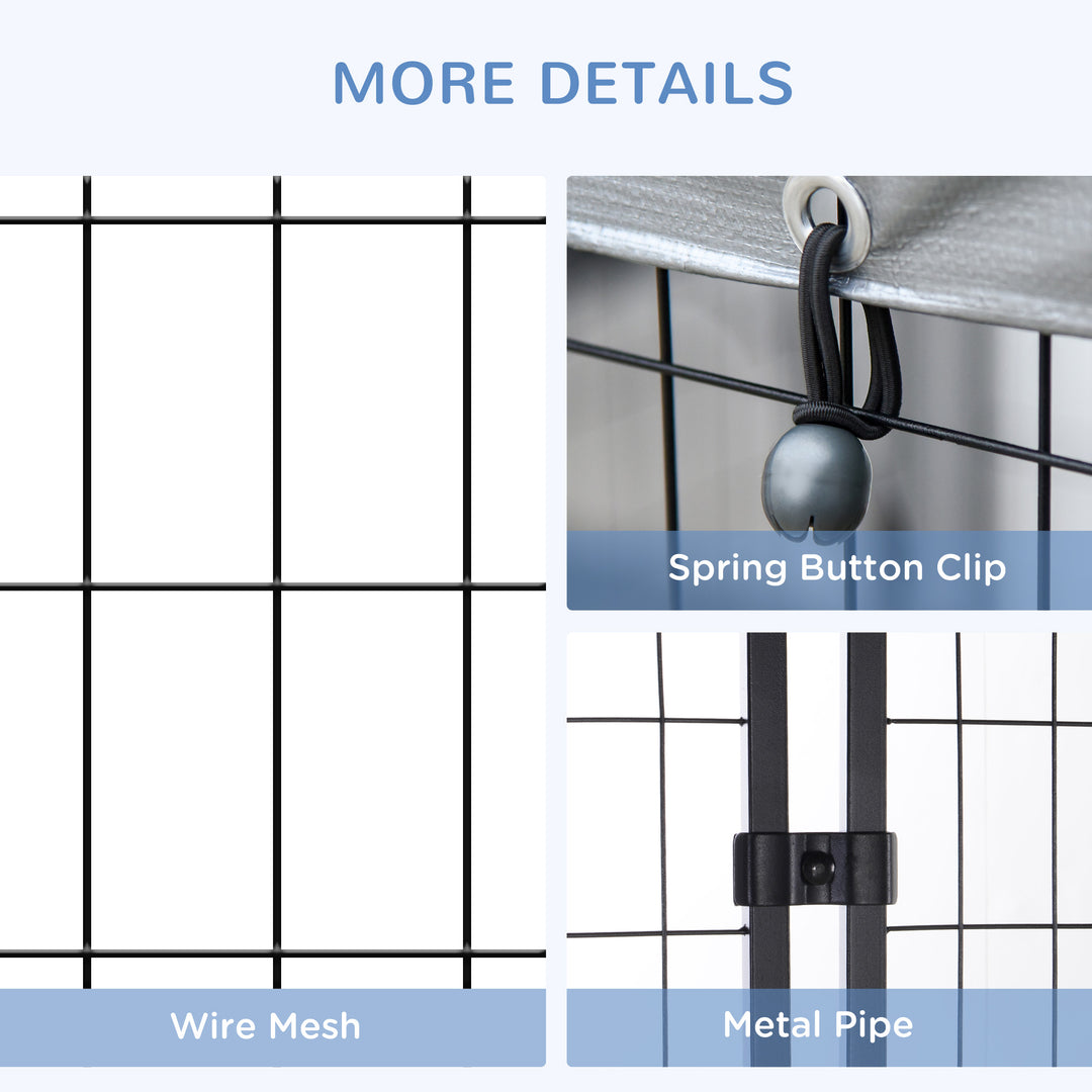 Outdoor Dog Kennel, Dog Run with UV-Resistant Canopy &amp; Lockable Design, Metal Playpen Fence for Large and Medium Dogs, 183 x 121 x 183 cm
