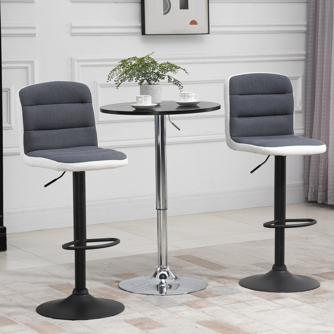 Bar stool Set of 2 Armless Adjustable Height Upholstered Bar Chair with Swivel Seat, Dark Grey