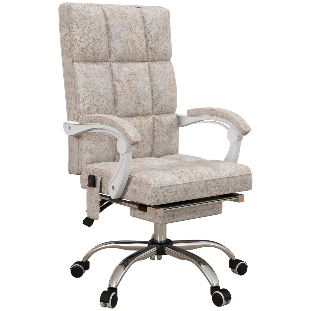 Vinsetto Executive Vibration Massage Office Chair, Microfibre Computer Chair with Armrest, 135° Reclining Back, Beige