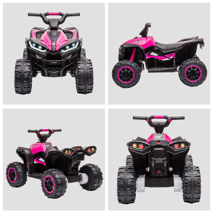 HOMCOM 12V Quad Bike with Forward Reverse Functions, Ride on Car ATV Toy with High/Low Speed, Slow Start, Suspension System, Horn, Music, Pink