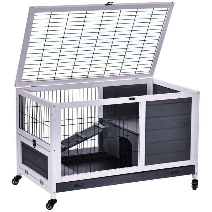 Rabbits Indoor Fir Wood Lift-Top Hutch Grey