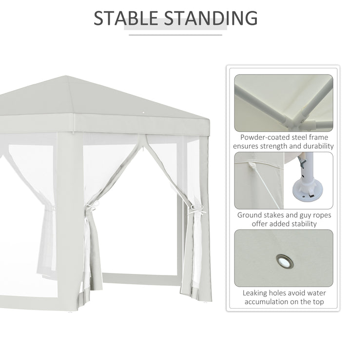 Netting Gazebo Hexagon Tent Patio Canopy Outdoor Shelter Party Activities Shade Resistant (Creamy White)