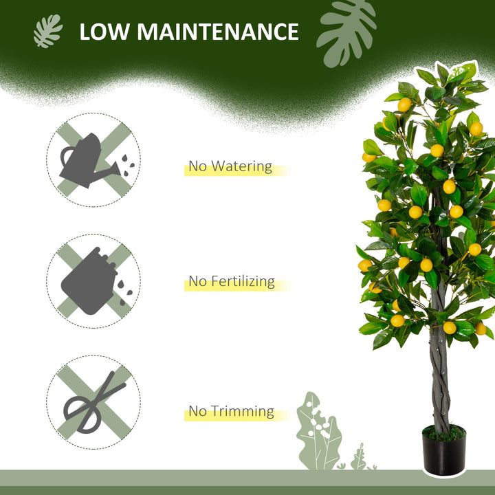 Artificial Lemon Tree Fake Decorative Fruits Plant in Nursery Pot for Indoor Outdoor Décor, 135cm