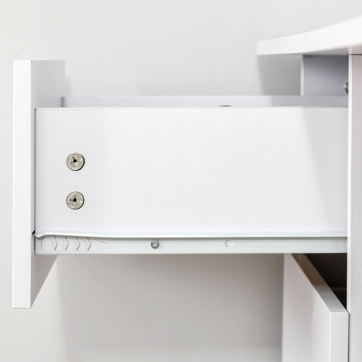 Computer Writing Desk w/ 3 Shelf & Drawers White