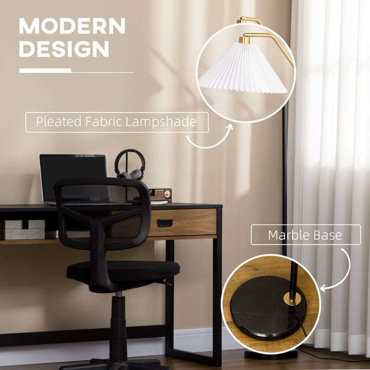 Floor Lamps for Living Room Bedroom with Adjustable Pleated Lampshade, Modern Standing Lamp, 55x37x162cm, White