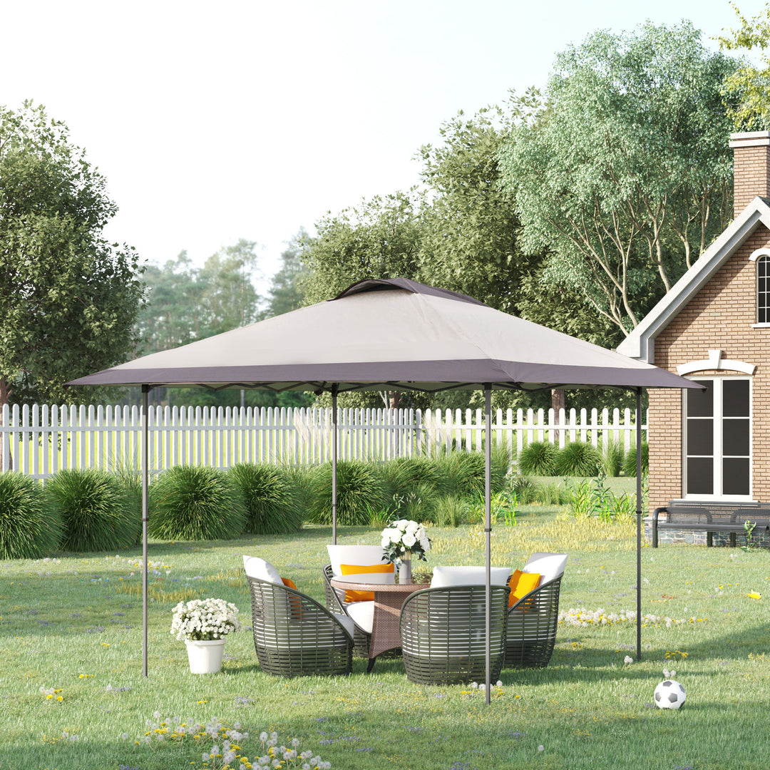 Outsunny 4 x 4m Pop-up Canopy Gazebo Tent with Roller Bag &amp; Adjustable Legs Outdoor Party, Steel Frame, Brown