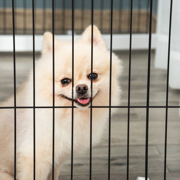 PawHut Dog Gate Wooden Foldable Small & Medium-Sized Pet Gate 4 Panel with Support Feet Pet Fence Safety Barrier for House Doorway Stairs White