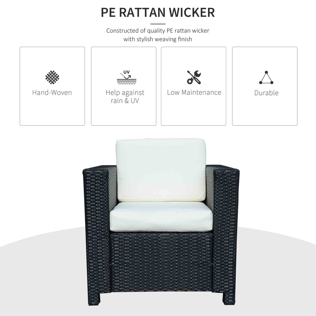 Rattan Garden All-Weather Wicker Single Sofa - Black