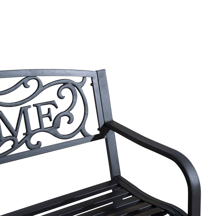 Outsunny 2 Seater Metal Garden Bench Patio Outdoor Park Porch Chair