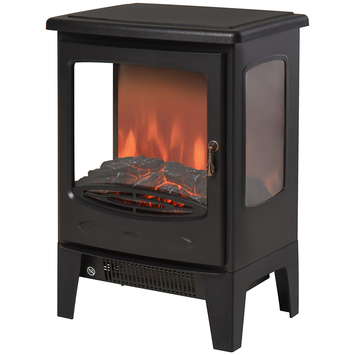 HOMCOM 1800W Tempered Glass Electric Fireplace Heater Black