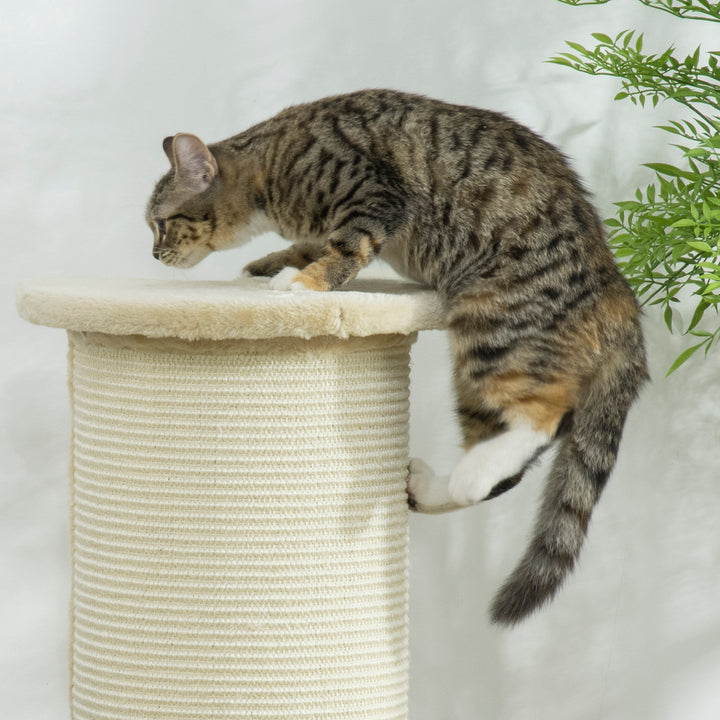 PawHut 85cm Tall Cat Scratching Post with Sisal Rope Covered Soft Plush, Anti Tip for Indoor Corner, Cabinet Corner, Sofa Corner - Beige