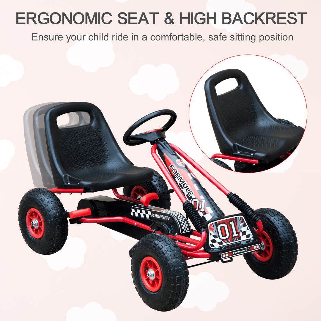Kids Children Pedal Go Kart Cart Air Inflatable Tyres Motor Racing Style Suitable for 3 to 8 Years